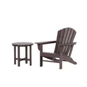 Dylan Coastal Outdoor Adirondack Chair with Matching Side Table – White